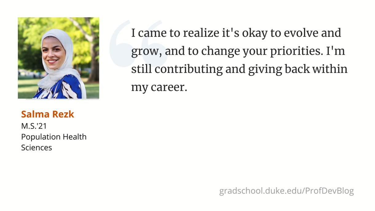 Career advice from alumna Salma Rezk, MS'21 Population Health Sciences