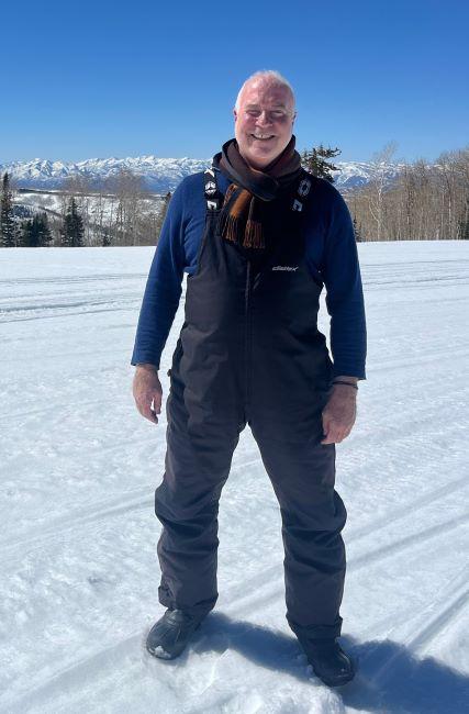 Peter Muoio, Ph.D., in a wintery landscape